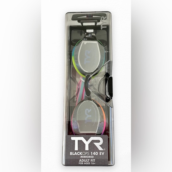 TYR BLACKOPS 140 EV RACING MIRROR GOOGLE- RAINBOW/ BLACK WITH SILVER MIRROR LENS - Picture 3 of 6